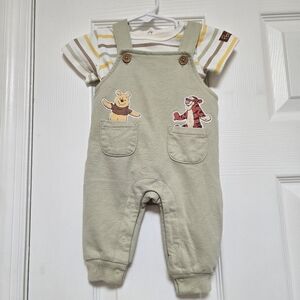Disney Baby Winnie The Pooh Overalls Matching Set Size 0-3 Months